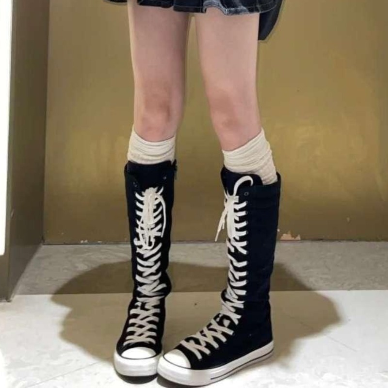 Zapatos de Lona de Caña Alta p - Knee High Boots Women reseña y precio