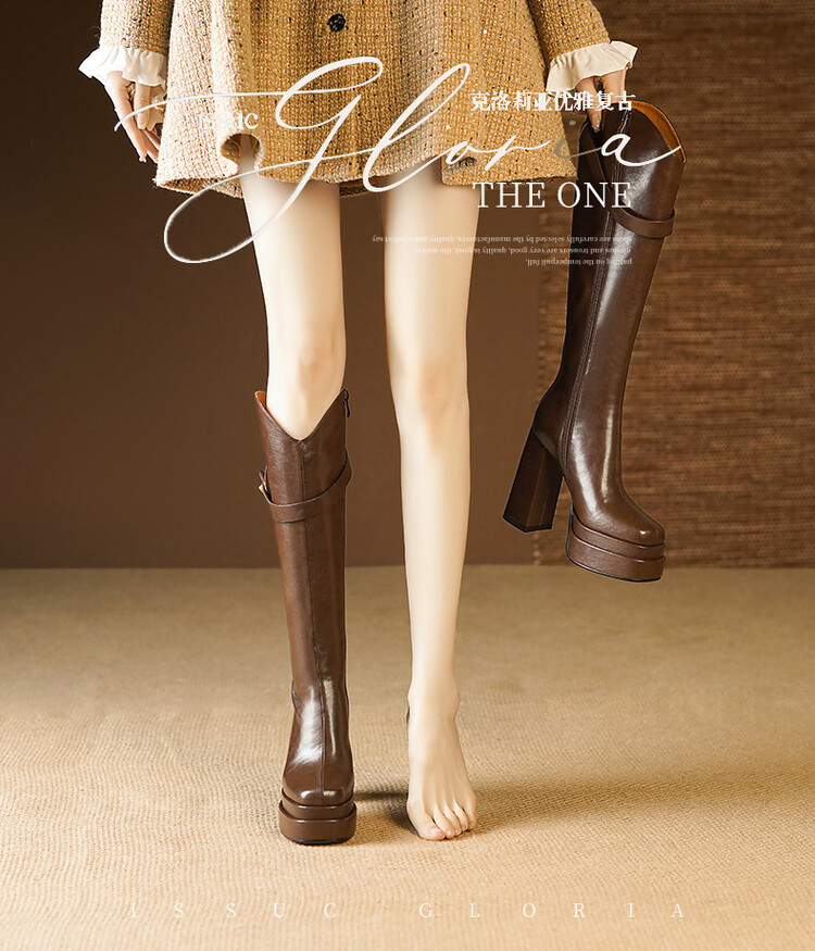 Botas de cuero suave hasta la  - Knee High Boots Women reseña y precio