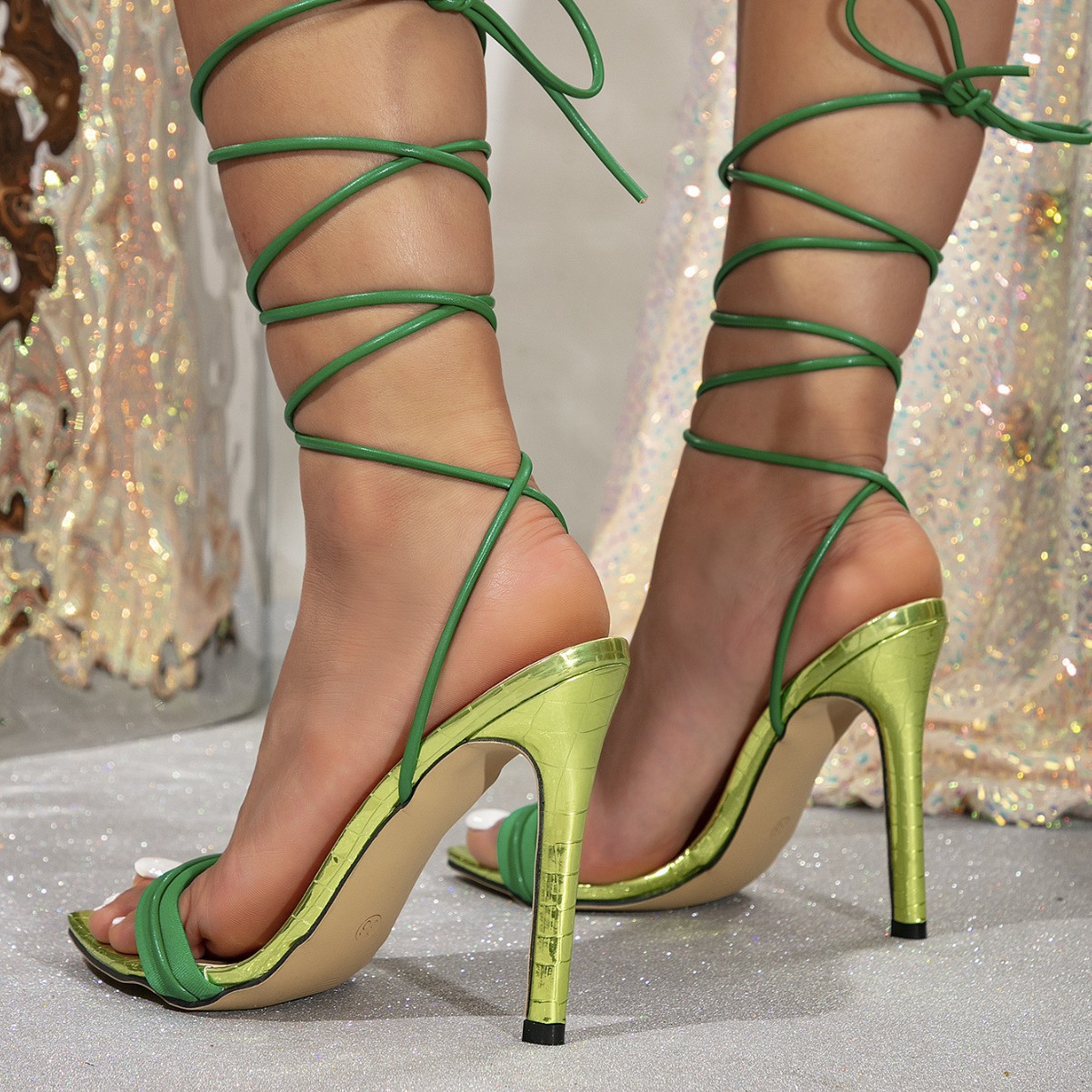 Sandalias de Tacón Alto Verdes - Oxford Lace Up Women reseña y precio
