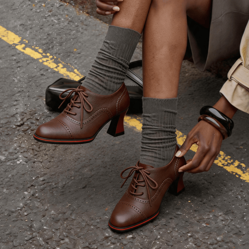 Zapatos Oxford de tacón medio  - Oxford Lace Up Women reseña y precio