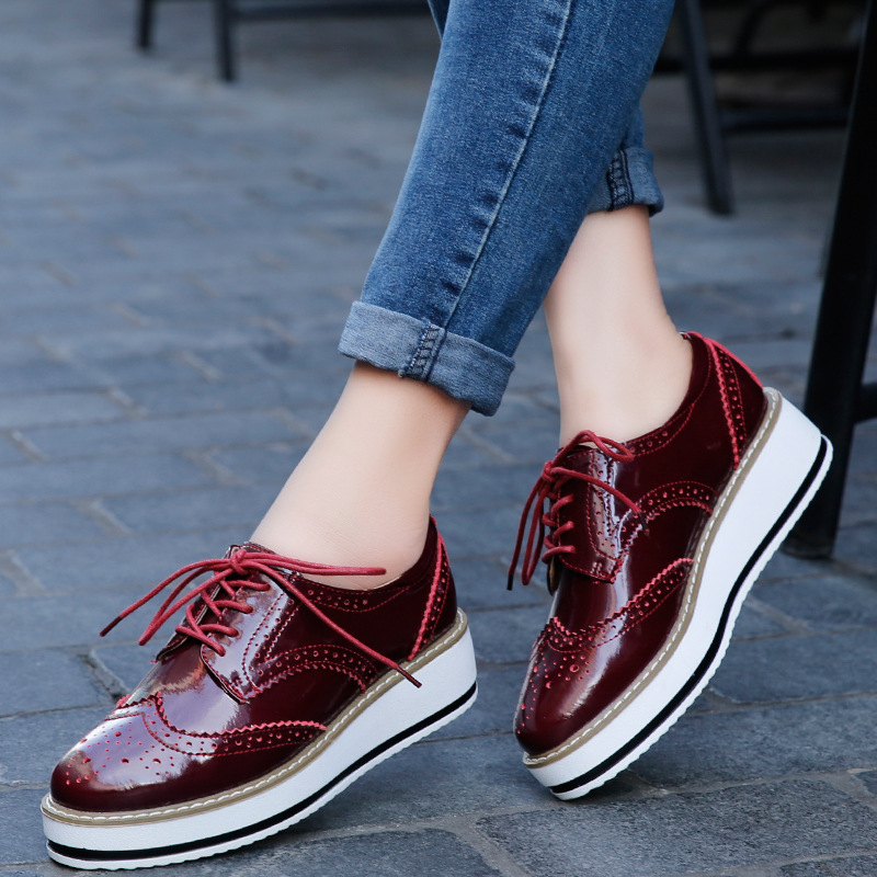Mocasines de cuero con tacón g - Oxford Lace Up Women reseña y precio
