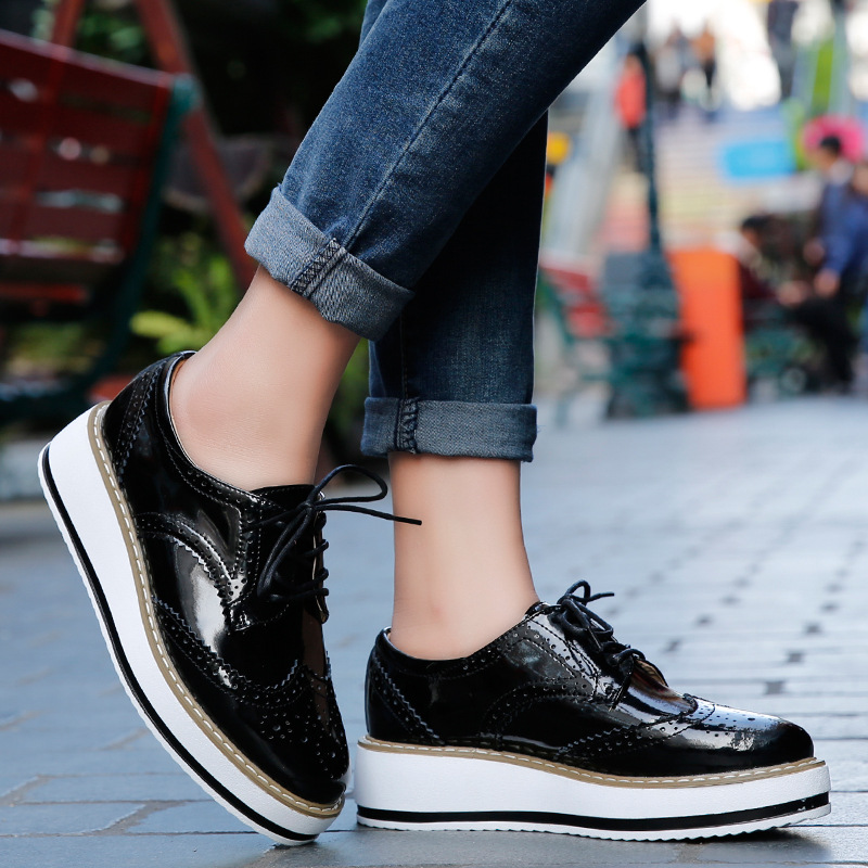 Mocasines de cuero con tacón g - Oxford Lace Up Women reseña y precio
